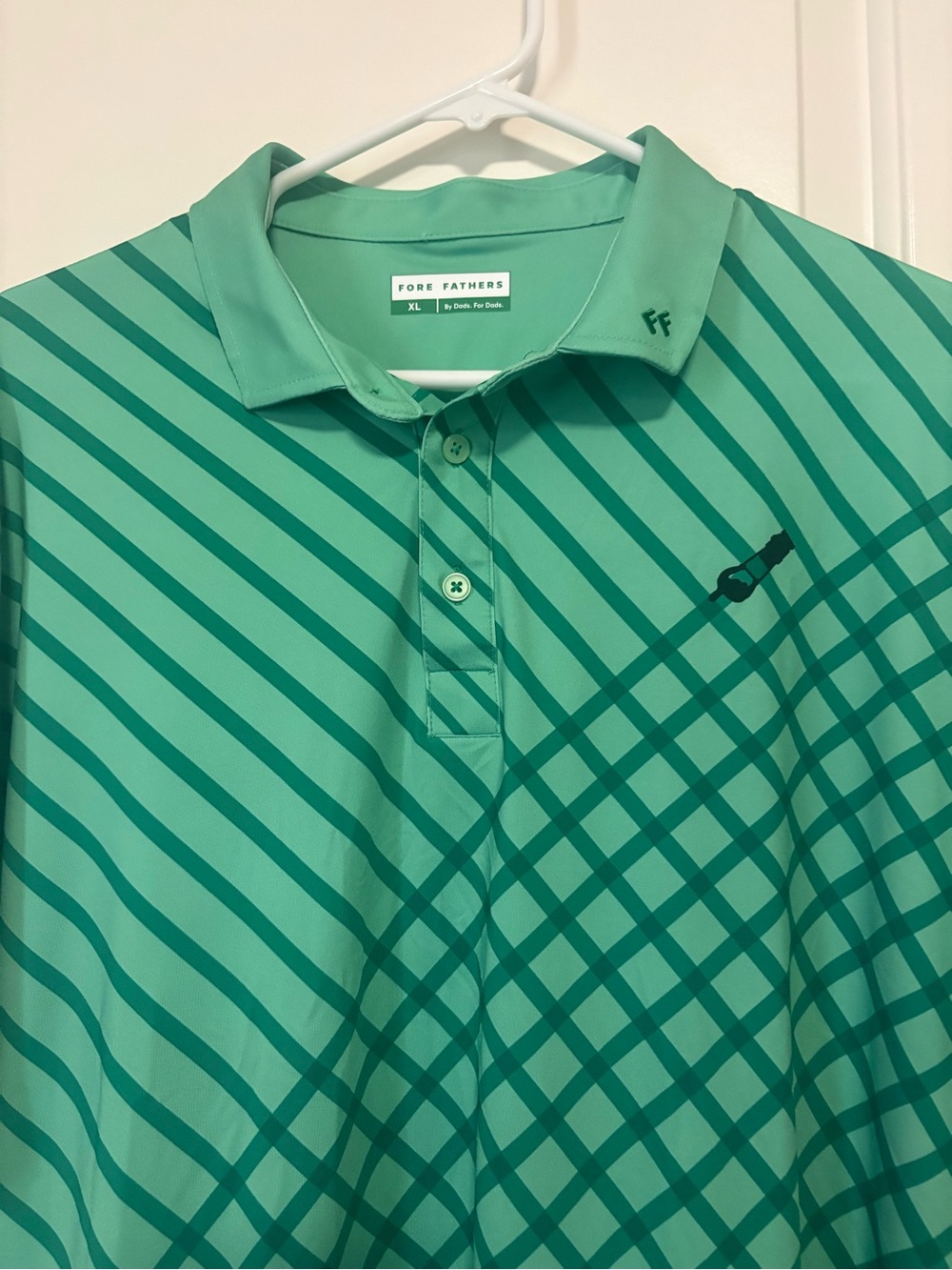 ⛳️⛳️ Mens Fore Fathers Turf Dad Green Striped Polo Shirt- Perfect Lawn
